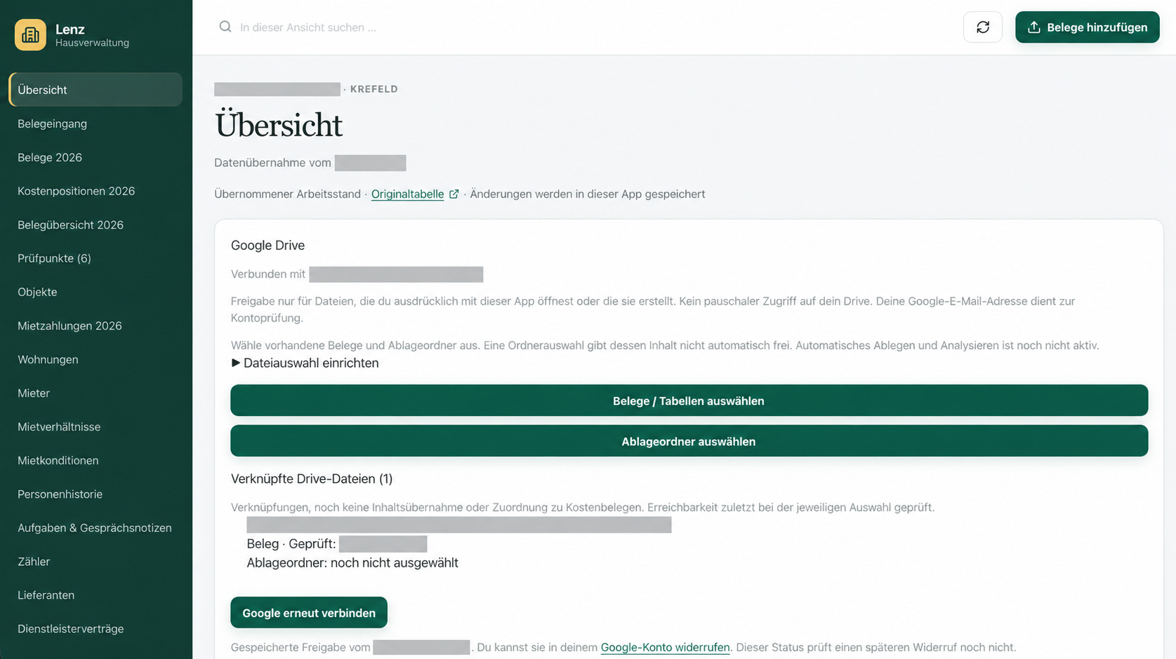 Bereinigter Einblick in die Hausverwaltung